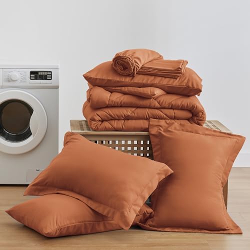 Love's cabin Oversized Queen Comforter Set, 7 Pieces in a Bag, Terracotta - Image 6