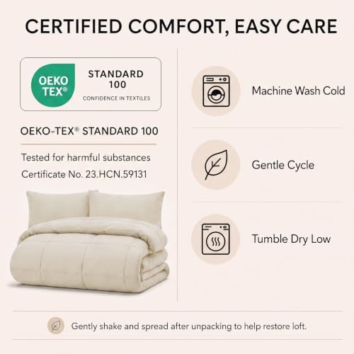 CozyLux Twin XL Comforter Set Beige - Image 6