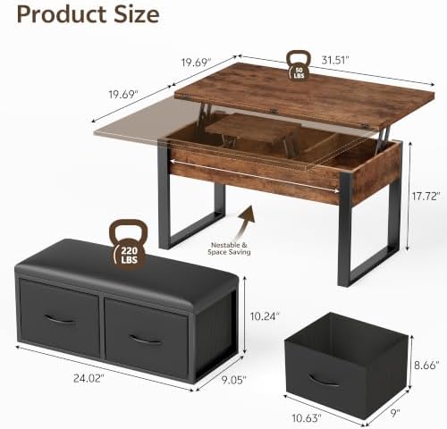 31.5'' Lift Top Coffee Table - Image 2