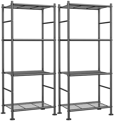 Sakugi 2-Pack 4-Tier Metal Storage Shelves, 18.4"x12.6"44.1" by Sakugi