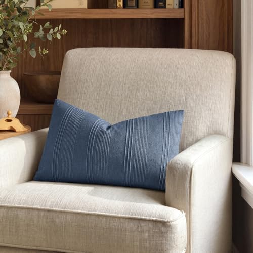 MIULEE Lumbar Striped Throw Pillow Covers 12x20 Blue 2 Pack - Image 6