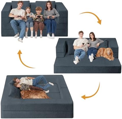 Futon Sofa Bed with Pillow, 3-in-1 Sleeper Sofa Bed with Removable Cover - Image 4