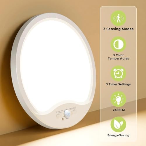 4 Pack Motion Sensor Ceiling Light Wired, 3000K/4000K/6500K LED Flush Mount - Image 5