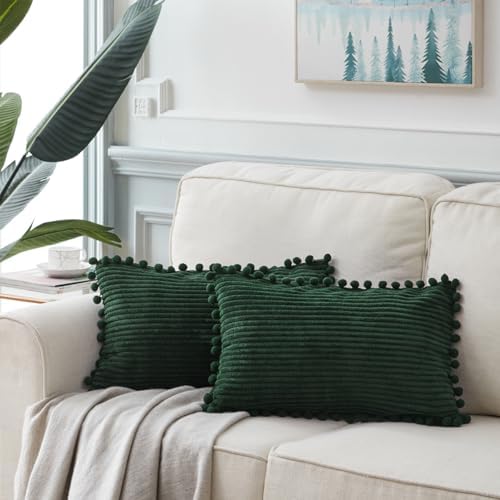 Fancy Homi 2 Pack Dark Green Lumbar Decorative Throw Pillow Covers 14x24 Inch - Image 6