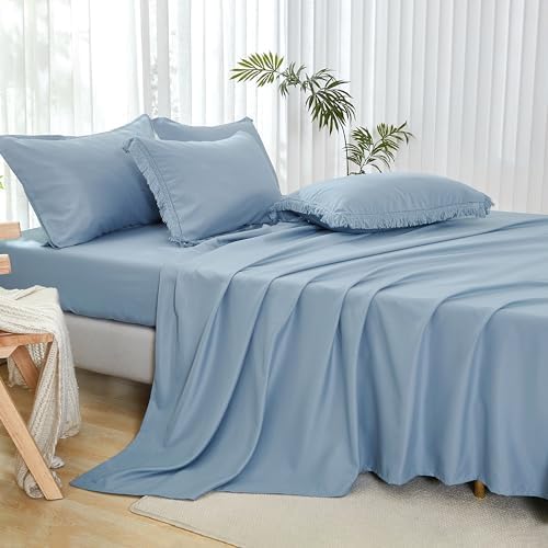 Andency Queen Comforter Set, 7 Pieces Grayish Blue Bedding - Image 4