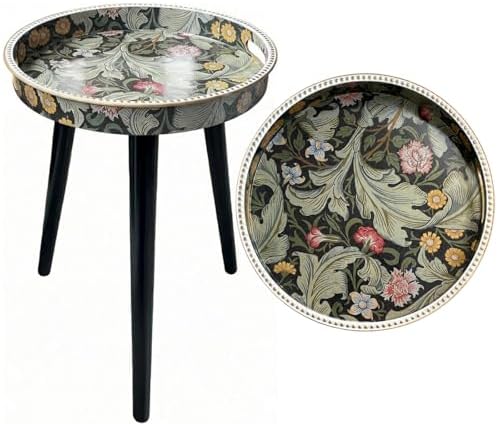 Small Round Side Table Vintage Floral by Zosenley