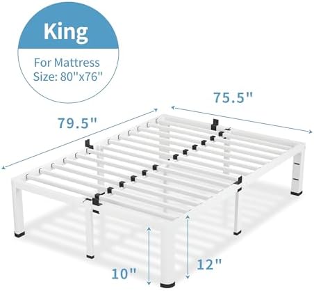 12 Inch White King Bed Frame - Image 3