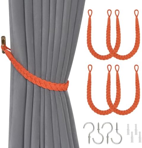 NICEEC 4 Pack Natural Cotton Rope Curtain Tiebacks Elegant Boho Style by NICEEC
