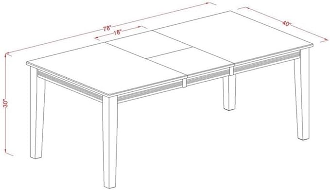 East West Furniture QUAV7-BCH-W 7 Piece Modern Dining Table Set Consist of a Rectangle Wooden Table with Butterfly Leaf and 6 Kitchen Dining Chairs, 40x78 Inch, Black & Cherry