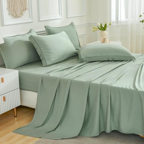 Andency California King Comforter Set, 7 Pieces Sage Green Bedding - Image 6