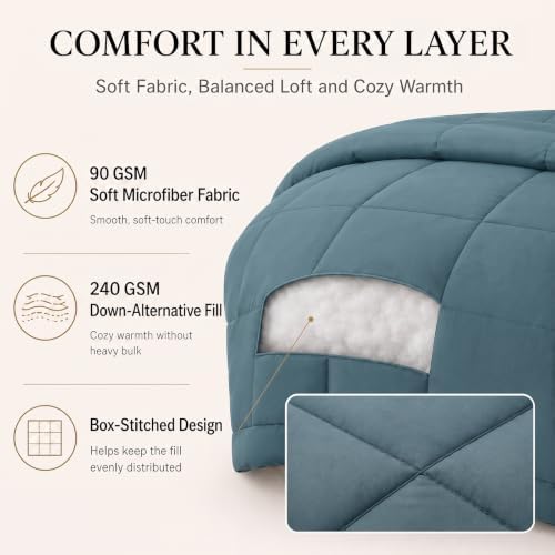 CozyLux Full Size Comforter Sets Mineral Blue - Image 3