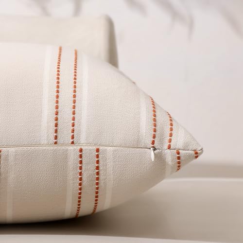 Hckot Fall Rust Terracotta Throw Pillow Covers 22x22 Stripe Pillow Covers - Image 3