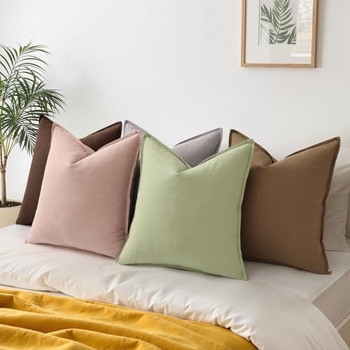 decorUhome Fall Sage Green Linen Throw Pillow Covers 22x22 Set of 2 - Image 6