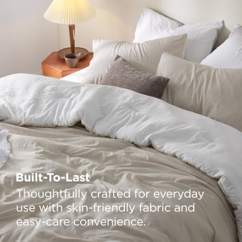 Bedsure Twin/Twin XL Comforter Prewashed Bedding 2Pcs Beige/White 68"x88" - Image 3
