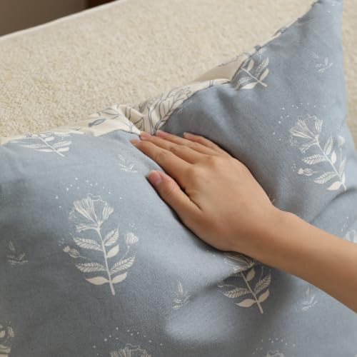 SageSelvas Lumbar Pillow Cover 12x20 Blue Floral Print Cotton - Image 5