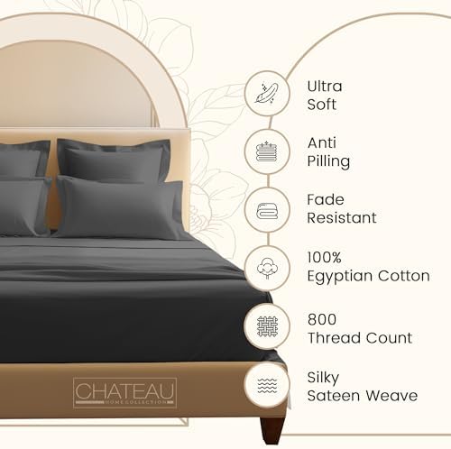 4 PC Egyptian Cotton Sheets Full Sheet Set 15" Deep Pocket- Charcoal - Image 2
