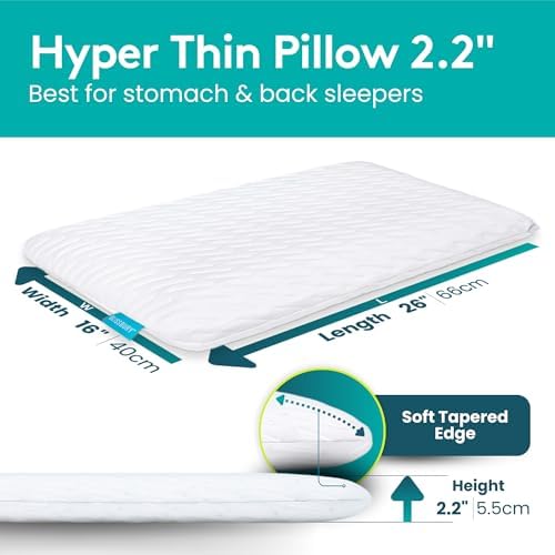 BLISSBURY Stomach Sleeper Pillow, Thin Memory Foam, 2.2 Inch - Image 2