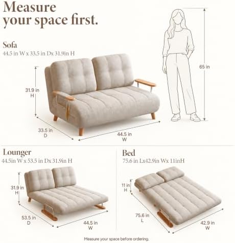 44.5" Folding Loveseat Sofa Bed - Image 2