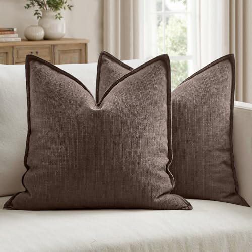 MIULEE Thick Textured Decorative Throw Pillow Covers 22x22 Inch Dark Brown by MIULEE