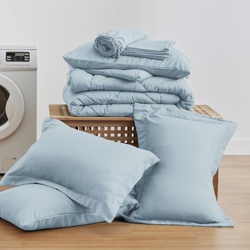 Love's cabin California King Comforter Set, 7 Pieces in a Bag, Light Blue - Image 6