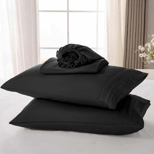 ROSE&RISY Black King Sheet Set, 4 Pieces Soft Bedding Queen Sheet Set, - Image 6
