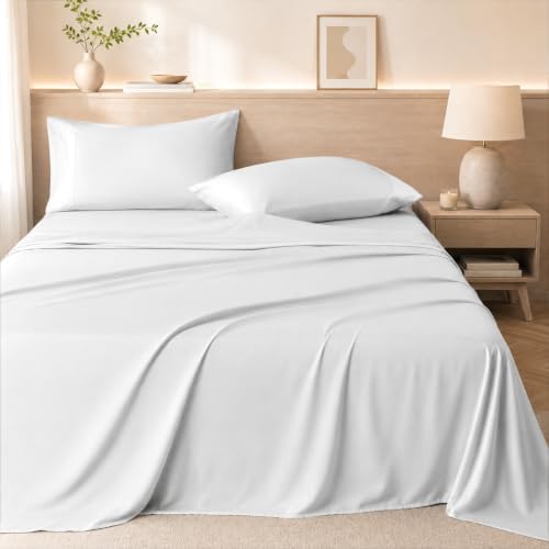 ROSE&RISY Off White Twin Sheet Set, Pre-Washed Brushed Cotton-Like Microfiber by ROSERISY