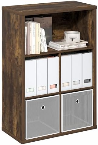 Furinno Cubicle Book Shelf, 5-Cube Bookshelf, Extra Thick Frame Cube Storage by Furinno-FitsYourSpaceFitsYourBudget
