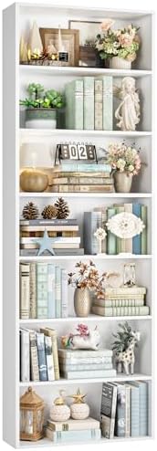 FACBOTALL 82" Tall Bookshelf White Bookcase, 7-Tier Open Display Shelves by FACBOTALL