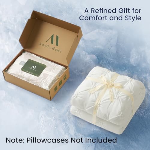 Amélie Home Pintuck Comforter for Hot Sleepers, Pearl White - Image 6