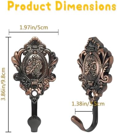 4Pcs Elegant Gold Curtain Tiebacks, Maijdoany Vintage Rose Wall Mounted Hook - Image 2