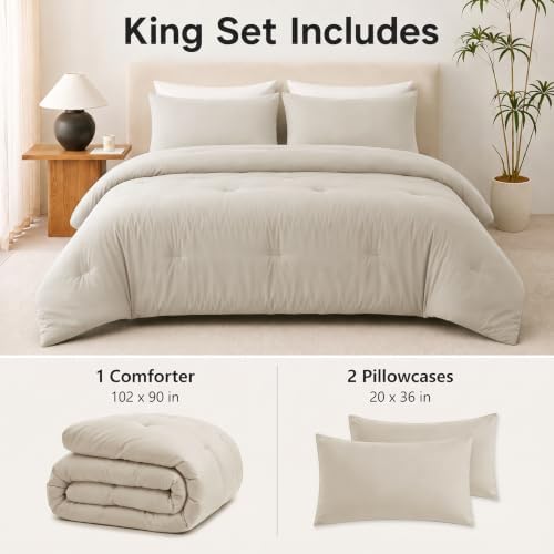 CozyLux King Comforter Set, 3 Pieces Down Alternative Bedding - Image 2