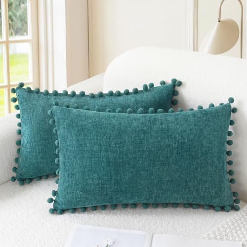 CaliTime Decorative Couch Throw Pillow Covers 20 X 12 Inches Teal by CaliTime
