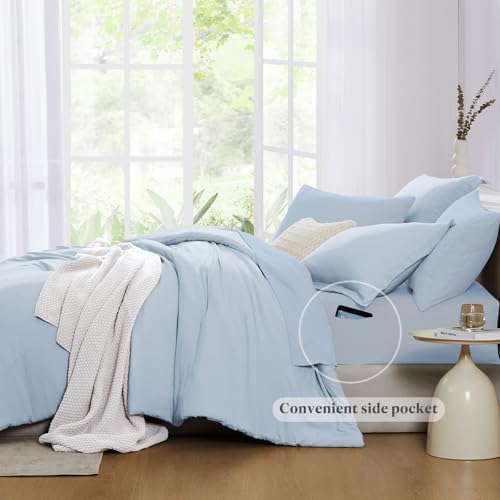 Queen Comforter Set-7 Pieces Soft Prewashed Bed in a Bag Queen Bedding Sets - Image 3