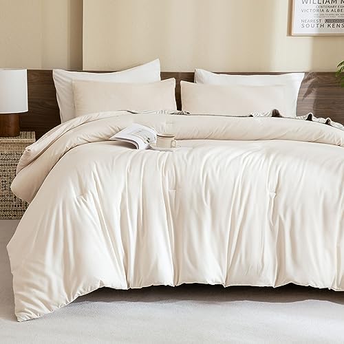 Paxrac Beige Oversized Queen Comforter Set 98x98In, 3 Pieces Comforter Set by Paxrac