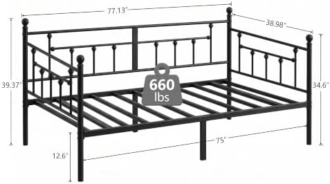 VECELO Daybed Frame, Twin Size Metal Platform Bed - Image 2