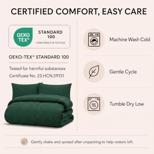 CozyLux Twin Comforter Set Emerald Green - Image 6