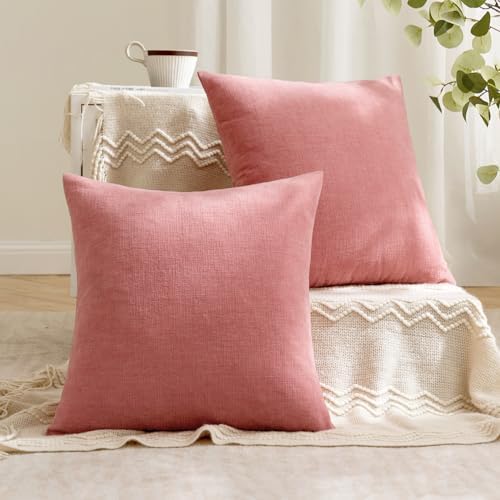 MIULEE Coral Red Chenille Couch Throw Pillow Covers - Image 4