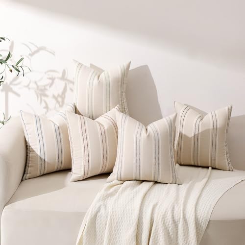 Hckot Striped Throw Pillow Covers 20x20 Set of 2 Charcoal Pillow Covers - Image 6