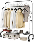 SUOERNUO Clothes Rack with Lockable Wheels Double Rods Metal Garment Racks by SUOERNUO