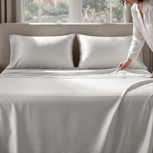 EverGrace 100% Rayon from Bamboo Sheet Set, King Size, Frost Gray - Image 4