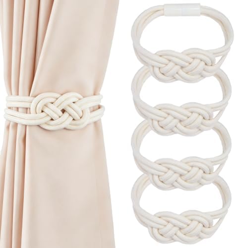 4 Pack Magnetic Curtain Tiebacks, Decorative Curtain Holdbacks by HedongHexi