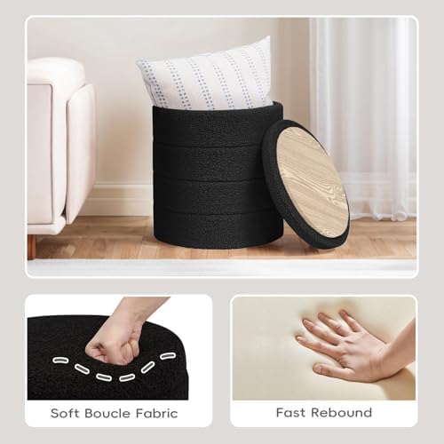 Compact Round Folding Storage Ottoman - Image 5