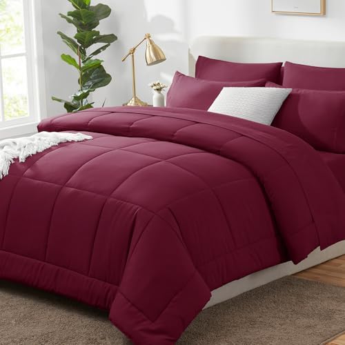 CozyLux King Size Comforter Set Burgundy by CozyLux