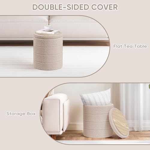 Compact Round Folding Storage Ottoman - Image 4