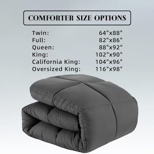 DOWNCOOL Comforters Twin Size, Dark Grey Duvet Insert, Lightweight Quilt - Image 5