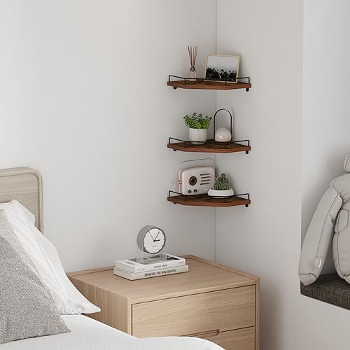 HORLIMER Set of 3 Floating Corner Shelf Wall Mount - Image 2