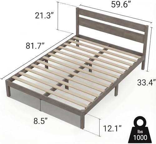 Queen Bed Frame with Headboard Classic Wood Platform, Noise Free, Under Bed - Image 6
