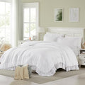Cupocupa White Ruffle King Size Comforter Set; Shabby Chic Bedding Farmhouse by CupocupaHomeCollection