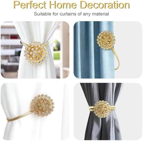 Gold Crystal Flower Curtain Tiebacks - Image 4