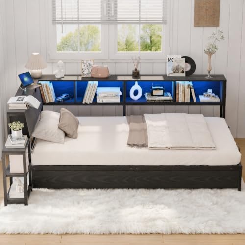 MU Twin Corner Bed Frame with Storage, Bookcase & Drawers - Image 2